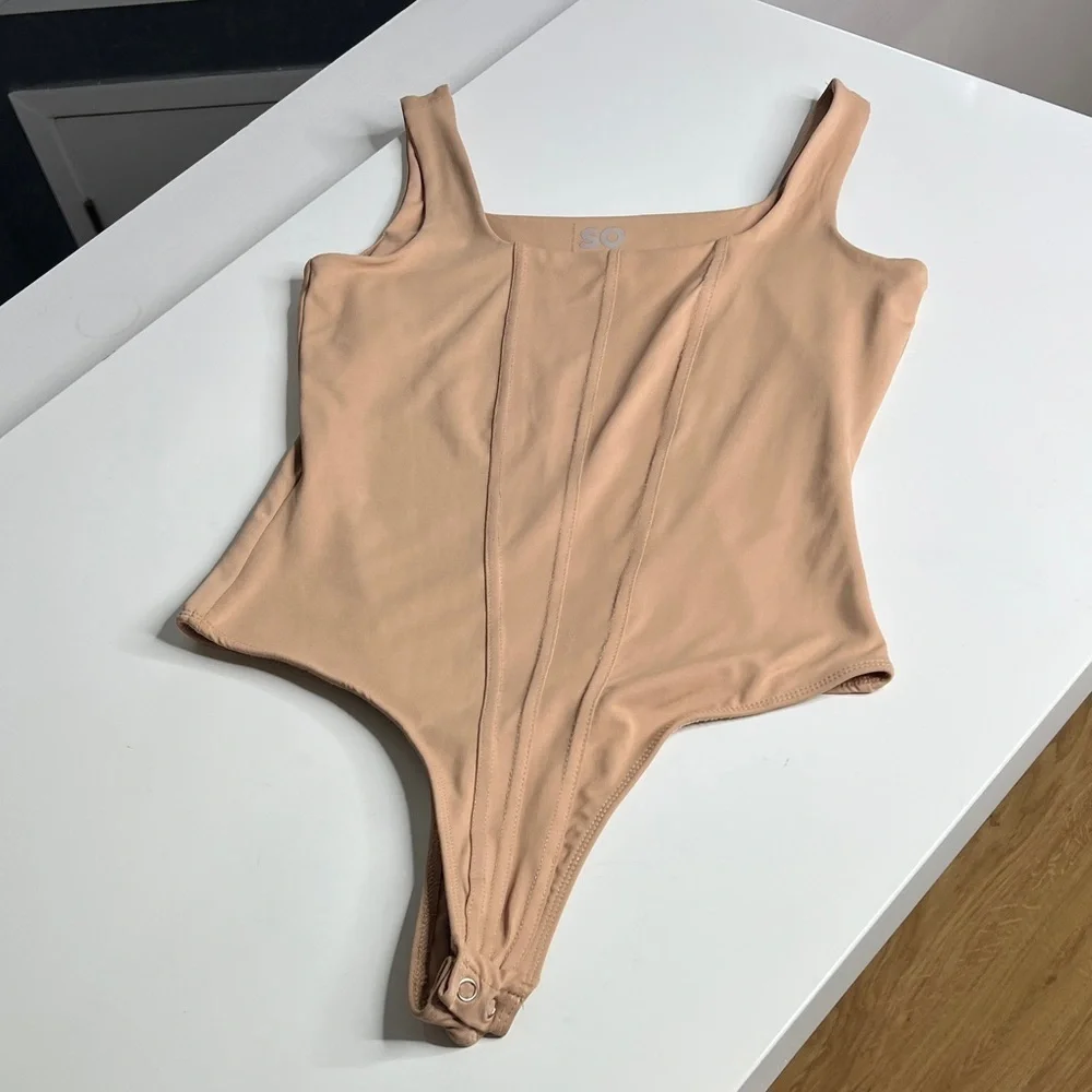 SO Sz M Nude Thing Bottom Snap Body Suit